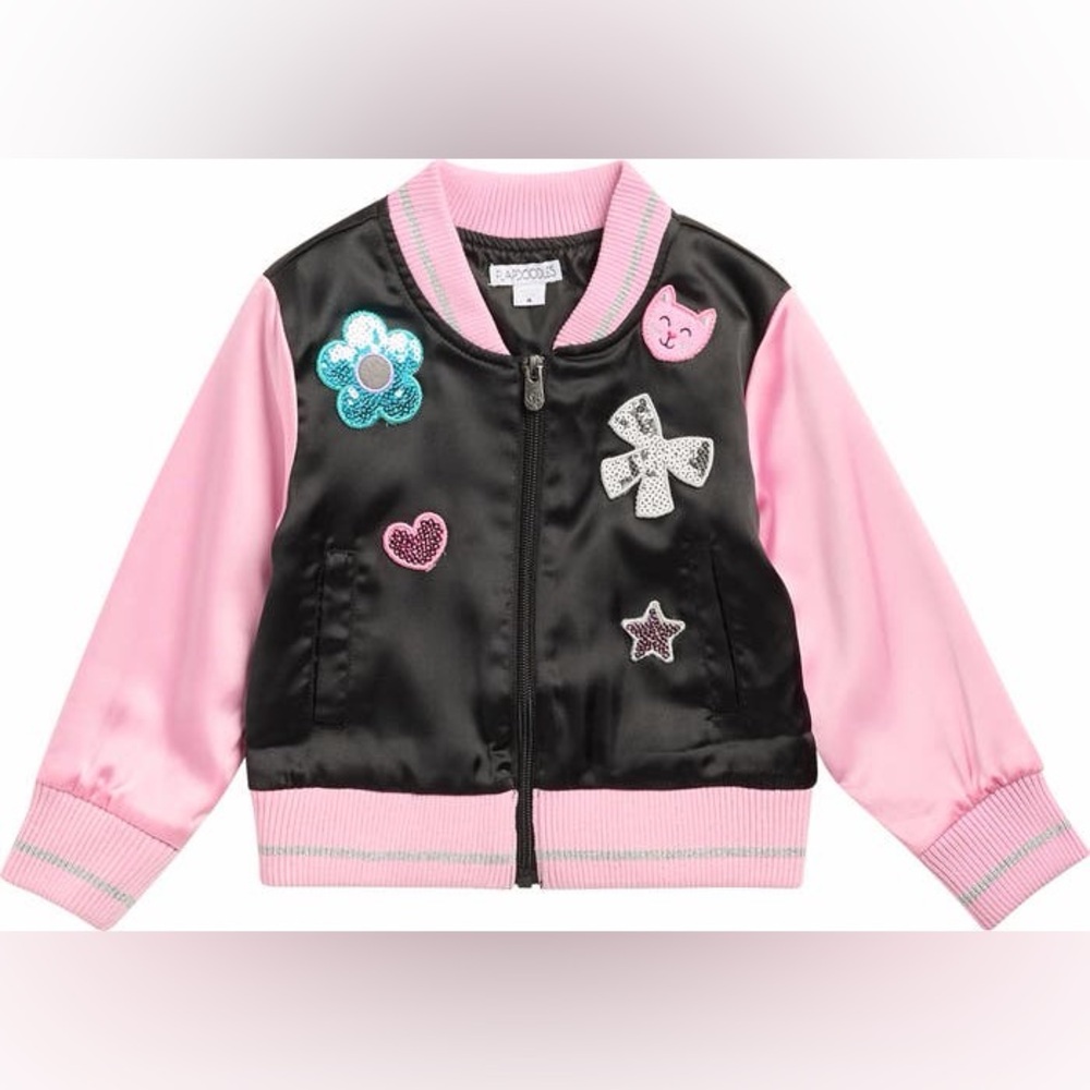 Flapdoodles Sequin Patch Satin Jacket